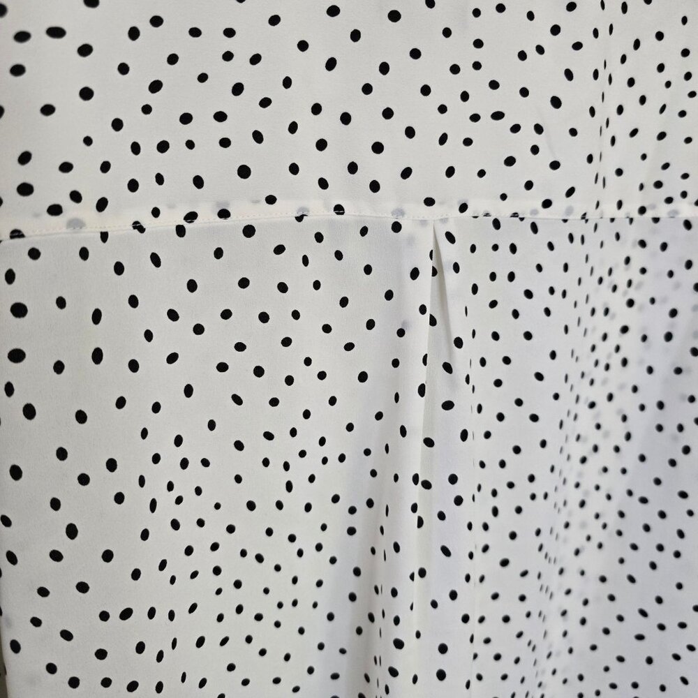 Talbots Women's 2x White Black Polka Dot Blouse Flowy Business Professional - Picture 4 of 9